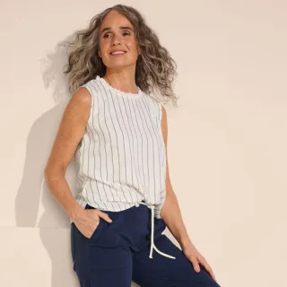 Ärmelloses Top im Leinenmix für Damen, Damen, size: regular, Elfenbein, Leinen/Viskose, by Lands' End