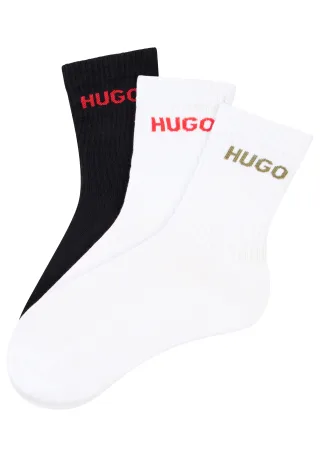 HUGO Underwear Socken "6P QS RIB LOGO CC" Packung, 6er Pack, 6 Paar tlg. mit eingestricktem HUGO Logo