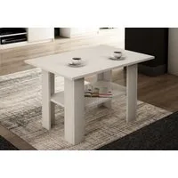 Home Collective Couchtisch mit Ablage Tisch mit matter Oberfläche, Beistelltisch 87 cm breit (Ideal für Schlafzimmer, Wohnzimmer aus laminiertem Holz), Loft Design 1 Ablage für zusätzlichen Stauraum weiß