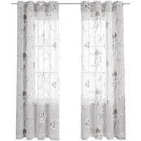 Joyswahl Gardine (1 St), Ösen, transparent, Ausbrenner Vorhänge Voile Landhausstil, Weiß Fensterschal Wohnzimmer