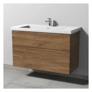Sanipa 3way Waschtischunterbau zu Villeroy & Boch Subway 3.0 Waschtisch mit 2 Auszügen, Eiche-Kansas SM84959