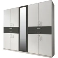 Wimex Kleiderschrank Taiga Kleiderschrank mit Spiegel mit Schubladen auf bequemer Höhe, Garderobe Schlafzimmerschrank