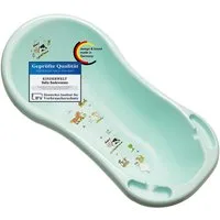 KiNDERWELT Babybadewanne Premium Funny Farm aquamarin XXL + Ablaufstöpsel, mit Ablaufstöpsel