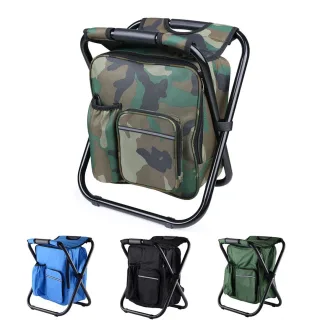 IPRee Outdoor Folding Camping Fishing Chair Stool Portable Backpack Cooler Insulated Picnic Bag Hiking Seat Table Bag Ca