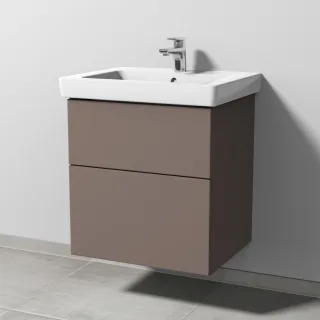 Sanipa 3way Waschtischunterbau zu Villeroy & Boch Subway 2.0 Waschtisch mit 2 Auszügen, Taupe-Matt SP6121T