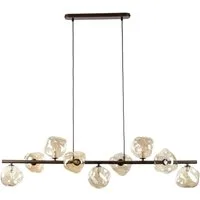Licht-Erlebnisse Pendelleuchte UMERA, ohne Leuchtmittel, Rauchglas Metall H: max. 141 cm Braun Cognac G9 länglich Modern