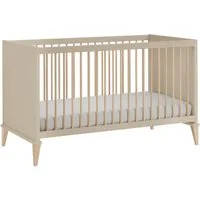 PAIDI Babybett JONTE 70x140cm in Beige, umbaubares Kinderbett mit Massivholz, Gitterbett 4-fach höhenverstellbar, entnehmbare Sprossen, Juniorbett