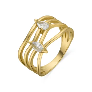 Luxenter Ring aus 925er Sterlingsilber mit funkelnden Zirkonia-Steinen, 18 Karat vergoldet – Tanduf