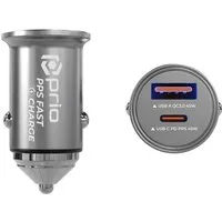 prio prio KFZ-Schnellladegerät 45W PD PPS (USB C) + 45W (USB A) silber Smartphone-Ladegerät (KFZ-Ladegerät, 1-tlg)