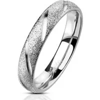BUNGSA Fingerring 62 (19.7) Ring sand-gestrahlt Diamant Cut Silber aus Edelstahl Unisex (Ring, 1-tlg), Damen Herren
