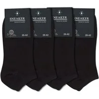 Die Sockenbude Sneakersocken BLACK (Bund, 4-Paar, schwarz) ohne Naht