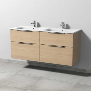 Sanipa 3way Waschtischunterbau zu Geberit Renova Plan Slim Waschtisch mit 4 Auszügen, Eiche-Nordic UM68948