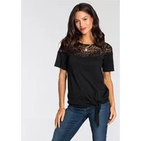Laura Scott Wickelshirt halbarm, figurumspielende Passform, aus Single Jersey und Spitze