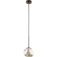 Licht-Erlebnisse Pendelleuchte UMERA, ohne Leuchtmittel, Rauchglas Metall H: max. 160 cm D: 15 cm rund Braun Cognac G9 Modern