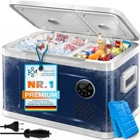 KESSER Kühlbox Kompressor 2in1 Doppelzone Kühl & Gefrierfach elektrische Gefrierbox, 49 l, mit 2x Kühlakkus & LED-Touch-Bedienung Kühlschrank bis -20 °C