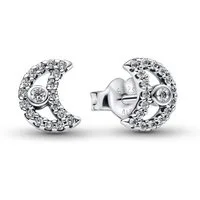 Pandora Paar Ohrstecker 294257C01, für Damen Silber Funkelnder Mond
