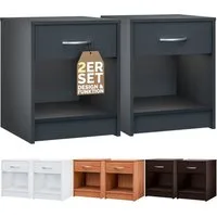 Casaria Nachttisch Hamburg (2-St), Schublade 50x40x35cm Boxspringbett Komforthöhe Schlafzimmer Holz