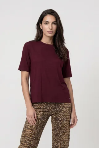 monari - T-Shirt mit Seitenschlitze dark bordeaux - Gr. - 42