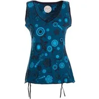Vishes Shirttop Tanktop Damen Blumenprint V-Ausschnitt verstellbar Baumwolle Alternative Mode, Boho, Hippie, Ethno, Festival