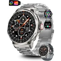 S&T Design Smartwatch Fitness Tracker Uhr für Herren mit Telefonfunktion Groß Smartwatch (4,6 cm/1,8 Zoll, iOS + Android) Geschenkbox, 1-tlg., (Android und iOS), 1,85" AMOLED-Display Whatsapp Herzfrequenz-/Schlafüberwachung
