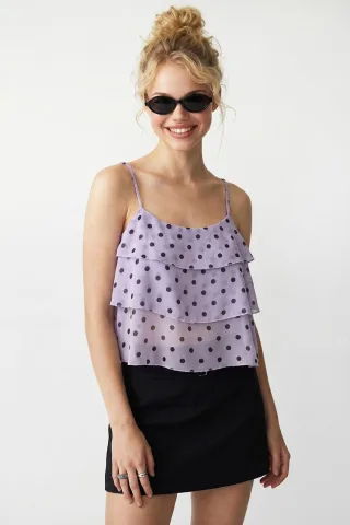 Punkte Chiffon Cropped Top