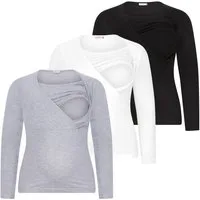 M.M.C. Stillshirt Langarm Umstandsshirt 3er Set Stillmode (3-tlg) Umstandsmode
