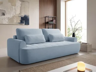 Sofa 3-Sitzer mit Schlaffunktion HUNTER in Stoff Cloud Hellblau