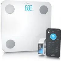 MyBeo Körper-Analyse-Waage Digitale Bluetooth Körperfettwaage, Diagnosewaage mit App-Steuerung, 1-tlg., Multifunktionswaage, BMI, Körperfett, Wasser & Muskelanteil, 5-180 kg