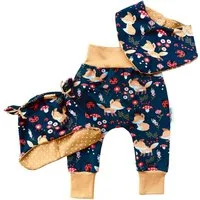 Land-Juwelen Neugeborenen-Geschenkset 3er Set Waldtiere navy Pumphose Mütze Tuch