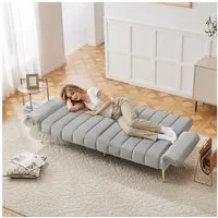 i@home Schlafsofa klappbares Schlafsofa mit Hilfsfüßen,Samtstoff,Schwarz/Beige/Grau, Multifunktionales Schlafsofa mit Samtbezug