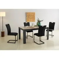 Home affaire Essgruppe Napoli, (Set, 5-tlg., 4 Freischwinger + 1 Esstisch), 5-teilige Tischgruppe mit modernem Freischwinger Stuhl und Esstisch