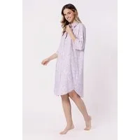 COOLISMO NIGHTWEAR Nachthemd in sanften Lavendel-Ton mit Hemdkragen elegantes Damen Schlaf-Shirt knielang, 100% Baumwolle, mit Knöpfen