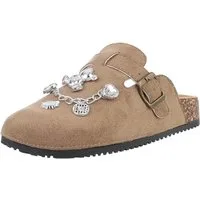 Ital-Design Damen Mules Freizeit Pantolette (88930431) Flach Pantoletten in Hellbraun