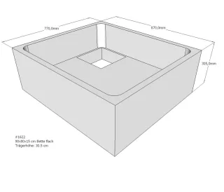 Neuesbad Wannenträger für Bette flach 90x80x15 SD20014
