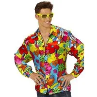 Widdmann Hippie-Kostüm 70er Hippie Flower Hemd Herren - Karneval Fasching, Mit diesem Hemd für Männer wird einem ganz blümerant zumute.