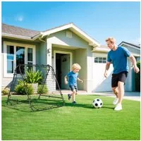 HOMCOM Rebounder beidseitiger Rückprall, Verstellbar in 5 Stufen, (Kickback Tor, 1-St., Fußball Rebounder), für Fußball Training Stahl Schwarz 100 x 95 x 90 cm