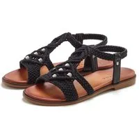 LASCANA Sommerschuh, offener Schuh, Pantolette, Sandale in trendiger Häkeloptik, Glitzerdetails und elastischen Riemchen