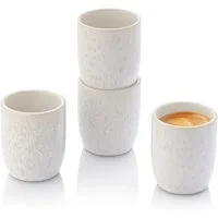 SÄNGER Becher Korfu Kaffeebecher Set (4-teilig), 4-tlg., Steingut, Creme Farben mit sandiger Maserung, Handmade, Premium Collection