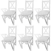 furnicato Esszimmerstuhl 6er Set Esszimmerstühle Weiß 41,5x45,5x85,5 cm aus Massivholz (6 St), Ergonomische Sitzgruppe mit glatter Lackierung für die Küche