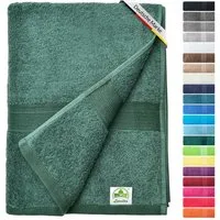 leevitex® Saunatuch, 80x200 cm, 100% Baumwolle, saugstark und fusselfrei, Frottee (1-St), OEKO-TEX® STANDARD 100 zertifiziert, gestreifte Bordüre