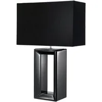 Searchlight Tischleuchte Mirror Table Lamp - Smoked Mirrored Glass & Black Faux Silk, Leuchtmittel wechselbar