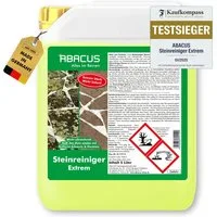 ABACUS Steinreiniger Extrem, Flechtenentferner, Steinreiniger Intensiv außen Grünbelagentferner (Entfernt sofort Algen, Schmutz, Grünbelag und Flechten, [- 5000ml Steinreiniger Extrem mit Sofortwirkung)