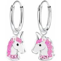 ALEXANDER YORK Paar Creolen EINHORN Kristall pink, 2-tlg., 925 Sterling Silber