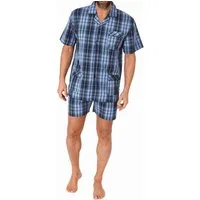 Normann Pyjama Herren kurzarm Schlafanzug Shorty Pyjama gewebt mit Knopfleiste