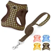 Ledander Hunde-Geschirr Hundegeschirr Leine Set für Hunde, Atmungsaktive Step-In Geschirr, aus Mesh mit gepolsterter Weste Anti Zug Reflektierend Verstellbar