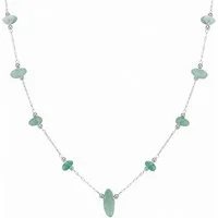 Hey Happiness Charm-Kette Green Aura, mit grünen Steinchen, Elegante Grüne Sommer Boho Damen Halskette, für Layering