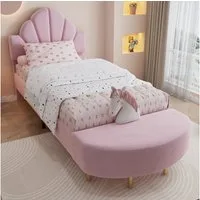 Odikalo Polsterbett Kinderbett Jugendbett 90x200 140x200 mit Bettbank (Polsterbett, Einzelbett, Samtkopfteil, Mit einer Bettbank in gleicher Farbe, Weiche Antikollisions-Schwammkante, Stabiler Bettrahmen, Samt + Sperrholz, Rosa, 90x200 cm 140x200 cm)