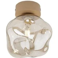 Licht-Erlebnisse Deckenleuchte UMERA, ohne Leuchtmittel, Rauchglas Metall G9 Beige Cognac rund Modern Deckenleuchte