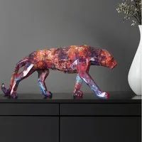 Arnusa Dekofigur Jaguar Pop Art 49 cm Geometrisches Design Bunte Graffiti Optik, Dekoration Tierfigur