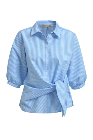 Smith&Soul - Striped Blouse with Knot sky print - Gr. - XS